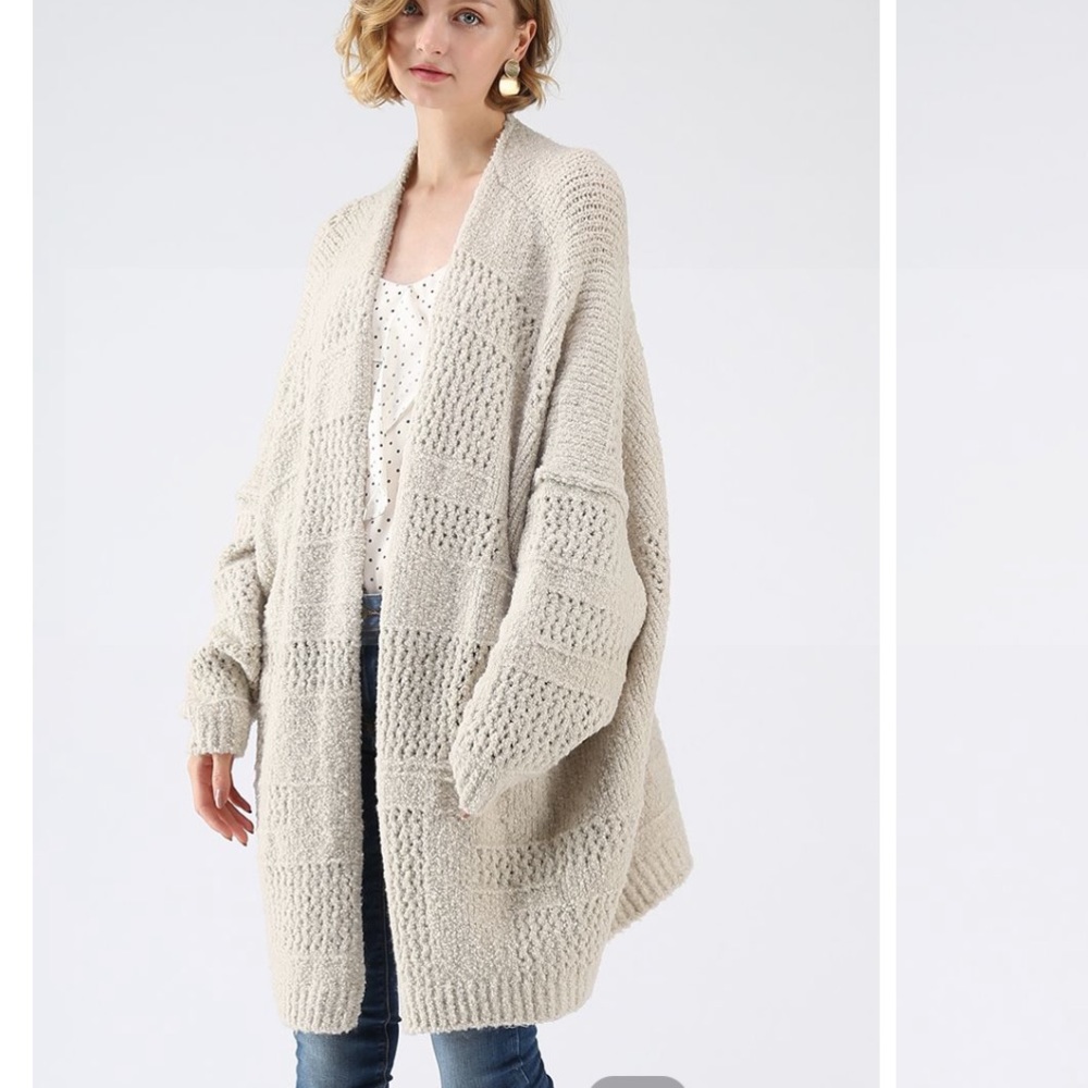COZY MY HEART OPEN FLUFFY LONGLINE CARDIGAN